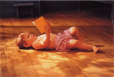Baby on heated floor.