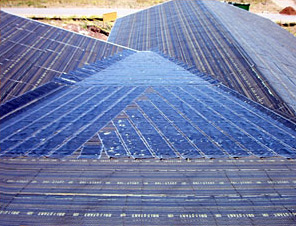 Roof heating system being installed.