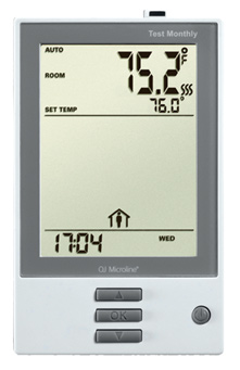 Programmable thermostat for electric floor heating systems.