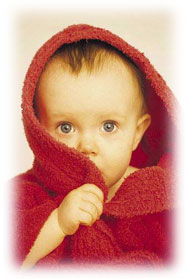 Baby in warm towel.